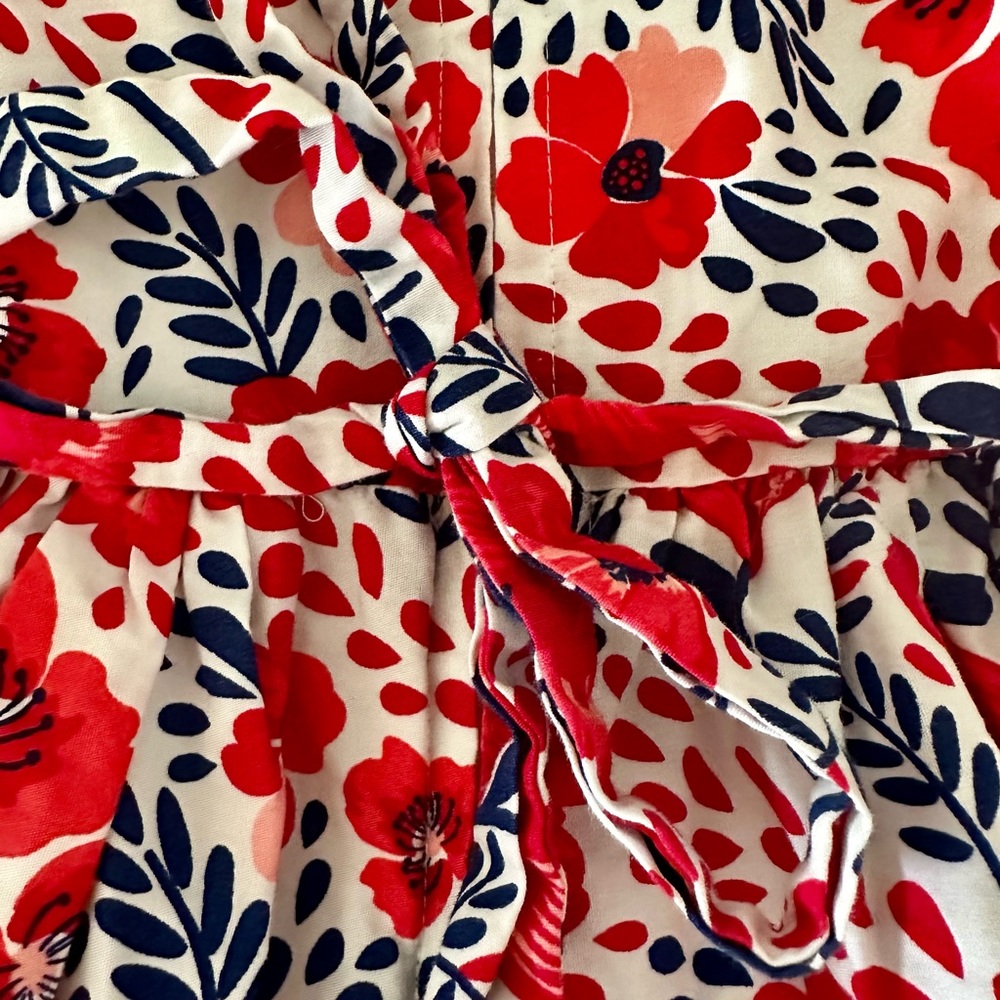EUC Nannette Kids red, white, & blue floral dress w/ petticoat, zipper, tie. 2T. - Picture 3 of 8